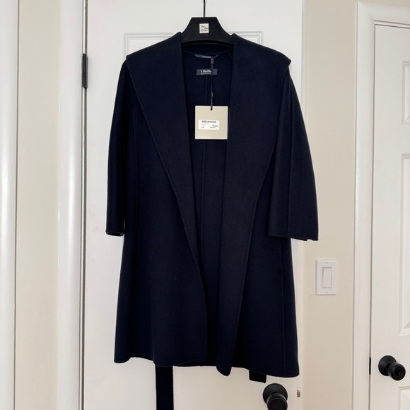 NEW S’ Max Mara Messi Wool Coat Dark Navy Size US 0 / IT 34 - Picture 5 of 8